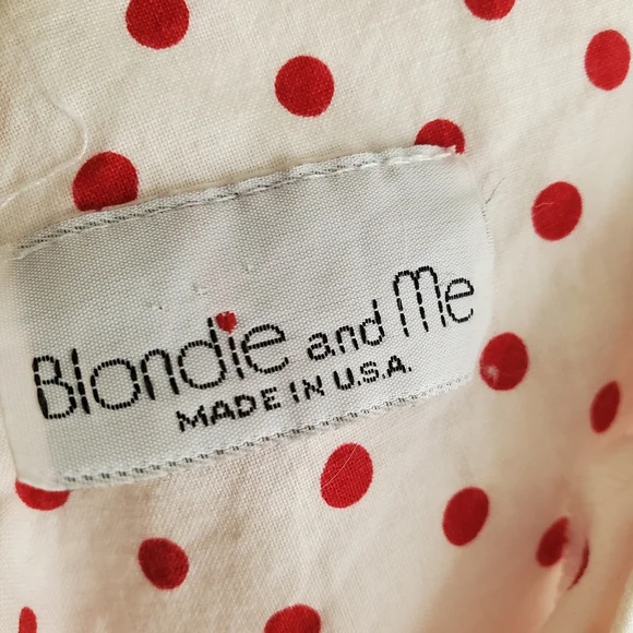 VINTAGE White And Red Polka Dot Dress A-line V-neck - Picture 5 of 7